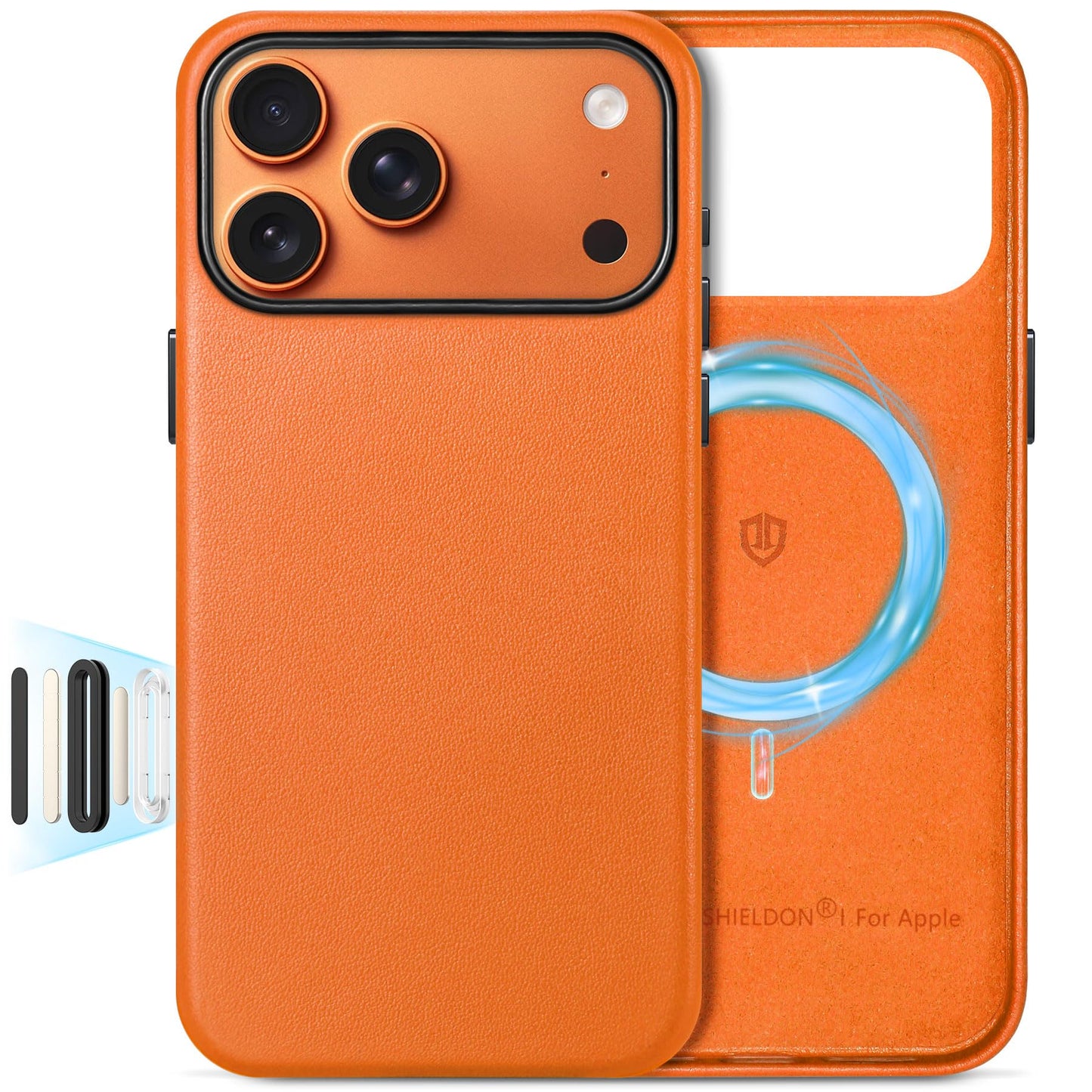 SHIELDON Genuine Leather Case for iPhone 17 Pro Max 6.9 2025 | Compatible with Magsafe, Updated Camera Button, Magnetic Wireless