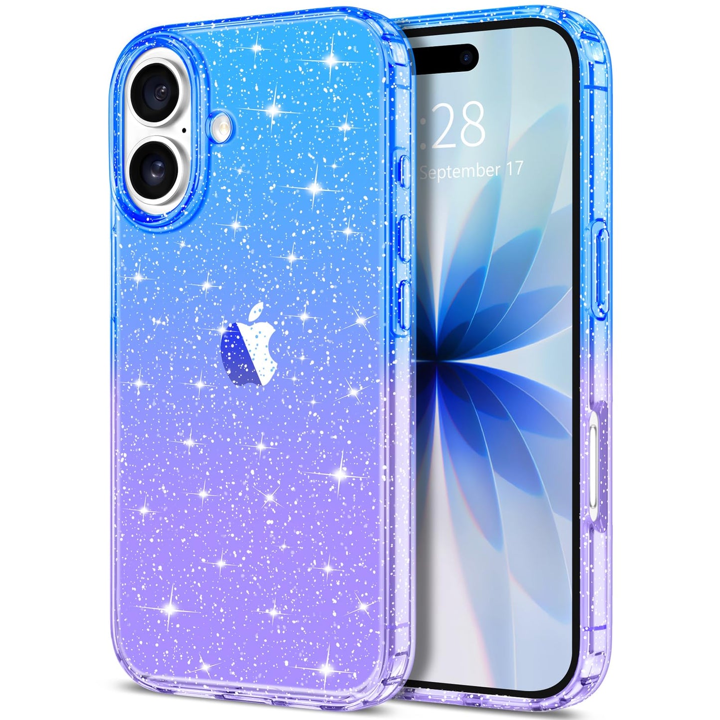 Hython for iPhone 17 Case Glitter, Clear Glitter Sparkly Shiny Bling Sparkle Cute Cover, Anti-Scratch Soft TPU Slim Fit Shockpro