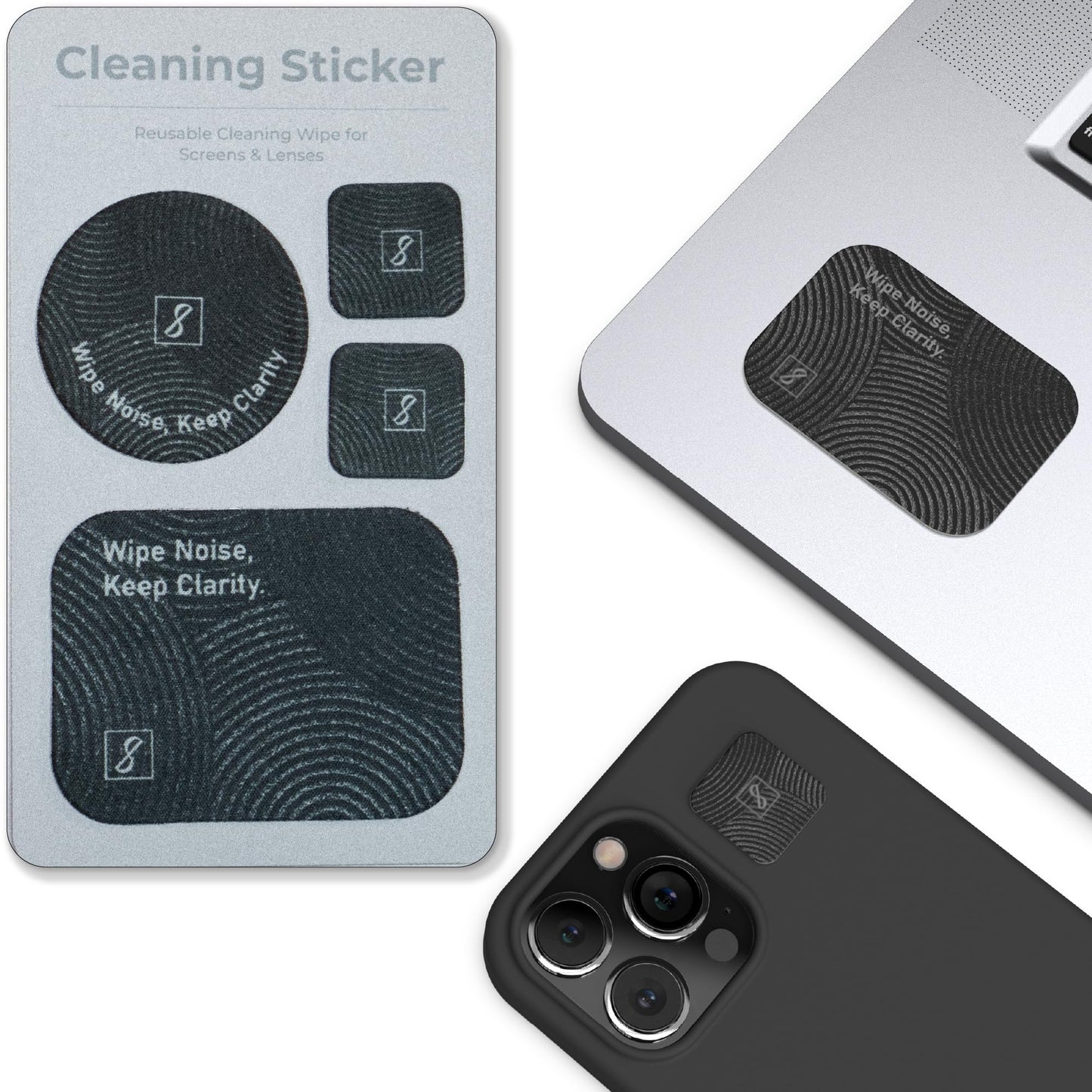 SleekStrip Portable Cleaning Sticker Pad Reusable Screen Cleaner Wipes Lens Cleaner Wipes for Phone iPad Car Touch Screen Displa