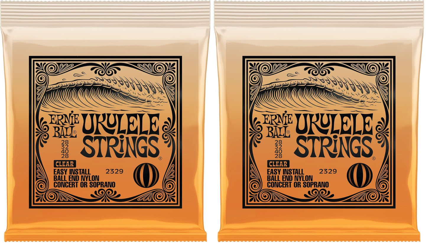 Ernie Ball Ukulele Ball End Nylon Strings, Clear (P02329) (Pack of 2)
