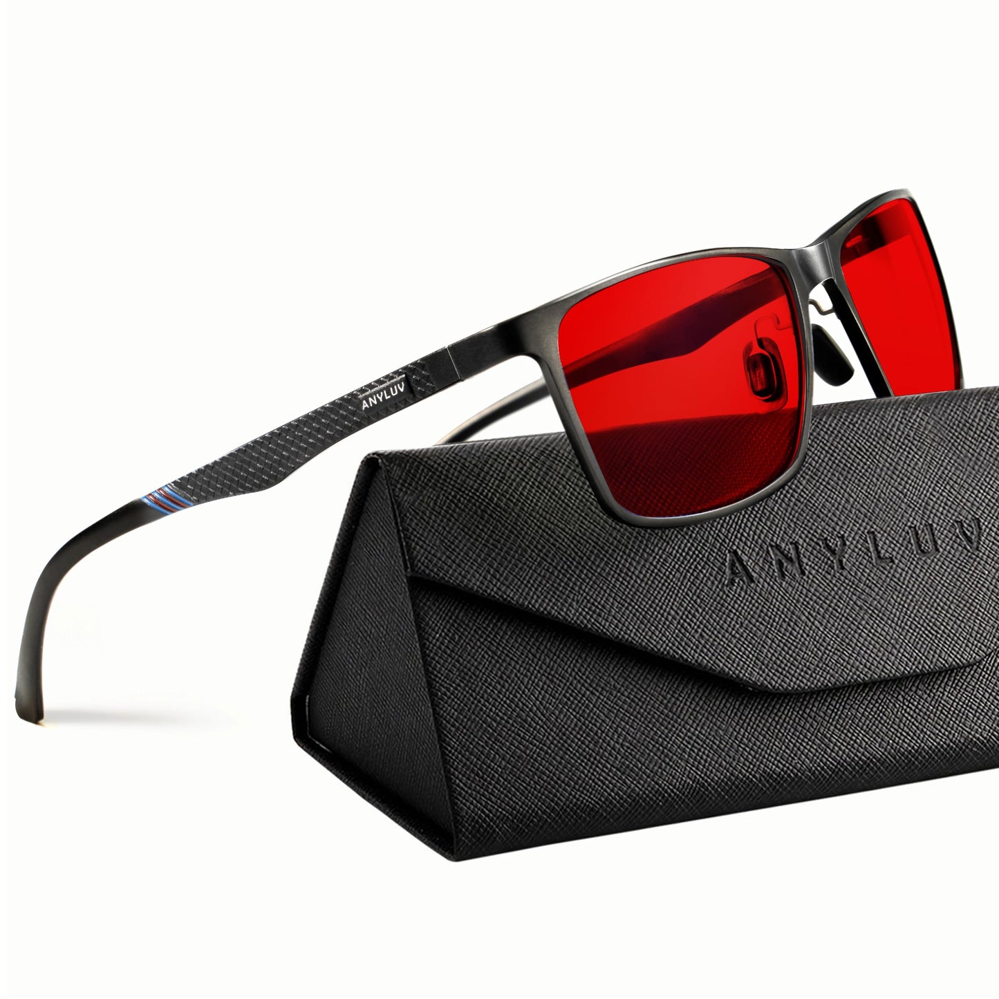 ANYLUV Blue Light Glasses Men/Women, Al-Mg Blue Light Blocking Glasses for Sleeping, Relieve Eyestrain Eye Protection-Black