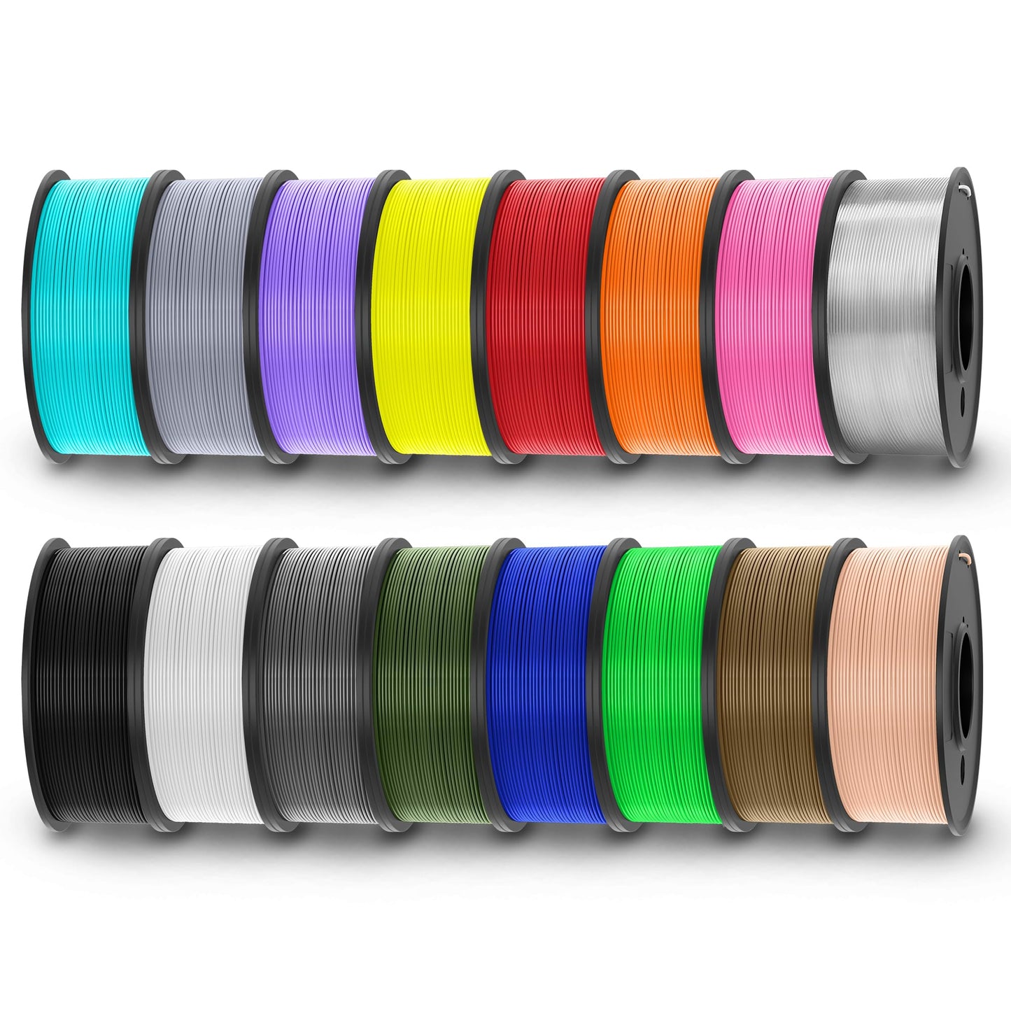 TECBEARS Dual Color PLA Filament Bundle, Matte PLA 3D Printer Filament Bundle, Dimensional Accuracy +/- 0.02 mm, 250g Spool, 8 R