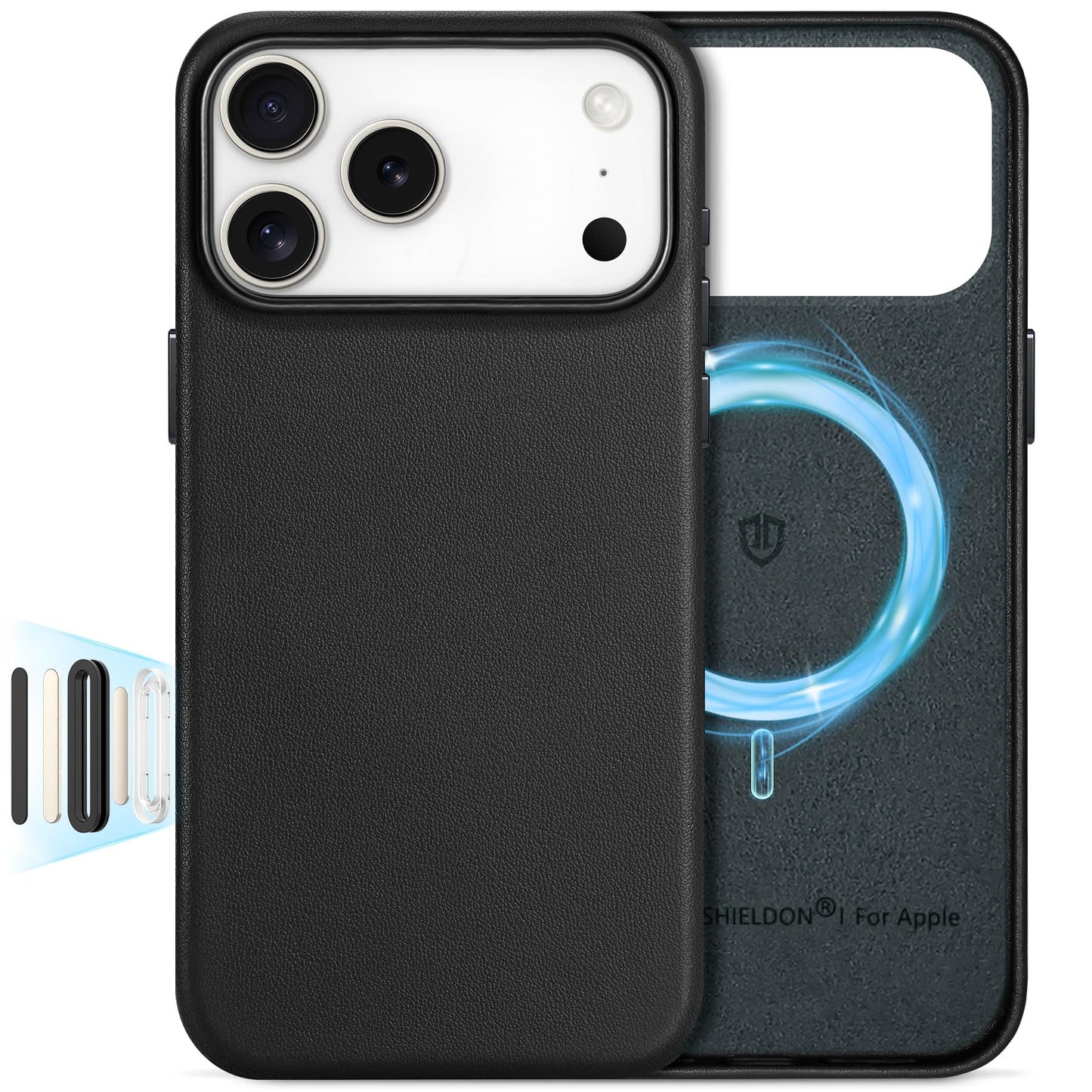 SHIELDON Genuine Leather Case for iPhone 17 Pro Max 6.9 2025, Compatible with Magsafe, Updated Camera Button, Slim Magnetic Wir