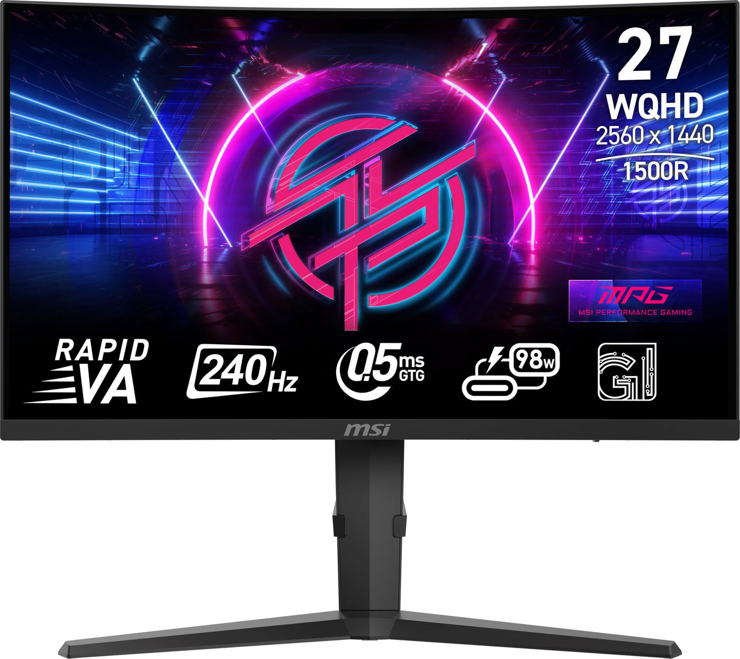 msi MPG 275CQRXF 27-inch 2560 x 1440 (QHD) Computer Monitor, 240Hz, Adaptive-Sync, HDR Ready, HDMI, VGA Port, Display Port,VESA