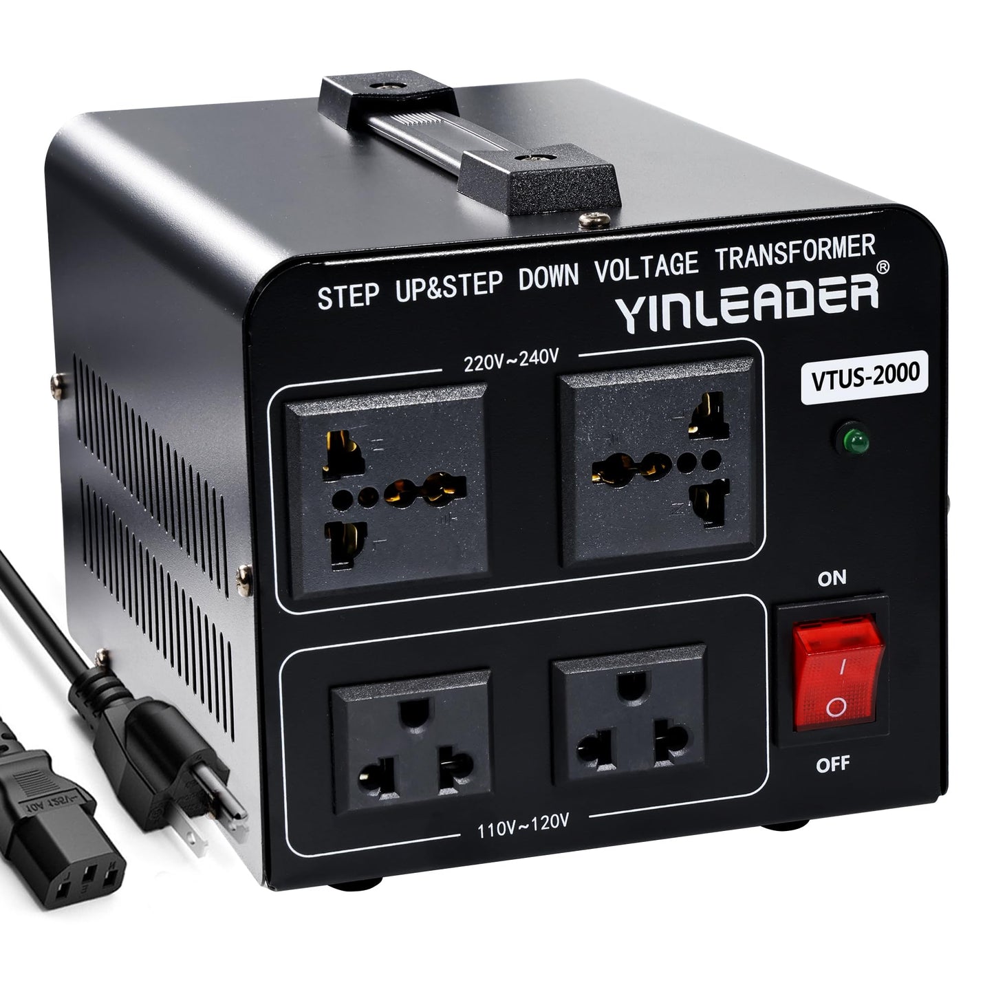 Yinleader 2000W Voltage Converter Transformer(110V to 220V OR 220V to 110V) 2000 Watt Step Up/Down Converter 110/120 Volt - 220/