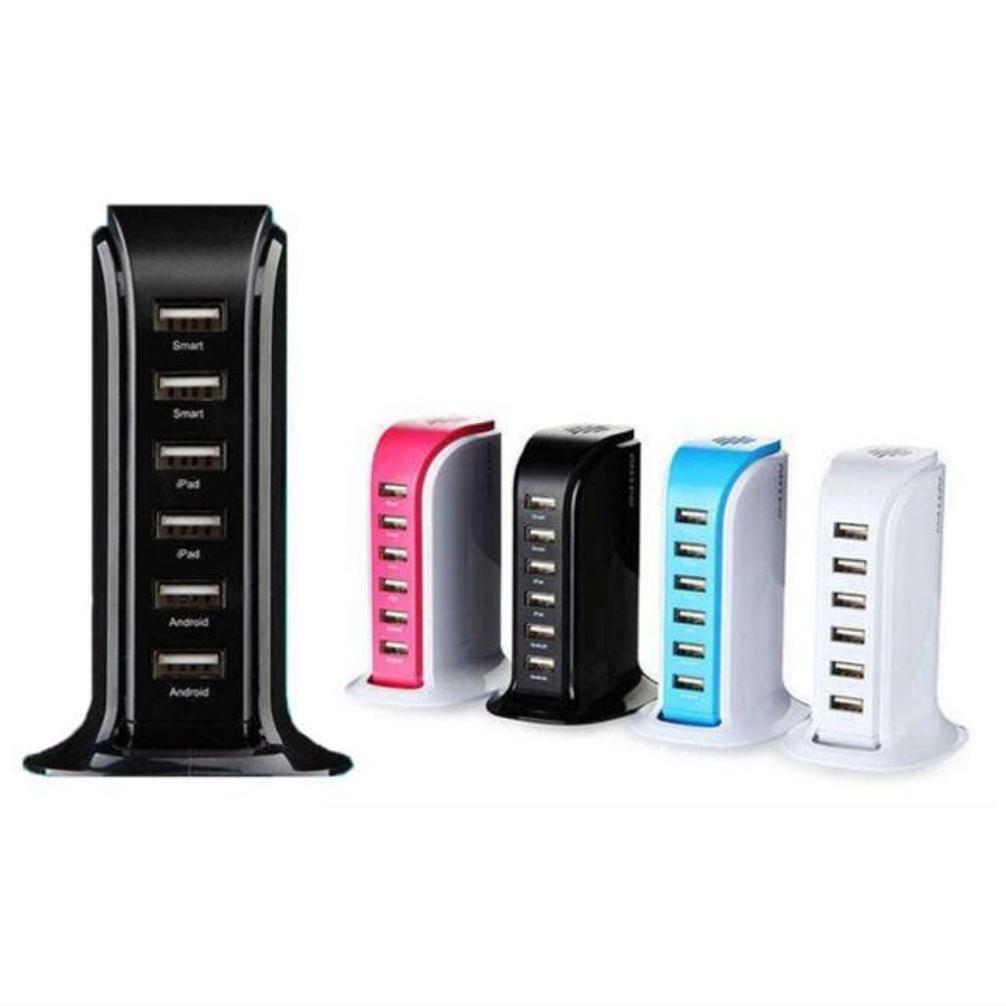 Smart Power 6 Usb Colorful Tower For Every Desk At Home Or Office Charge Any Gadget-like New