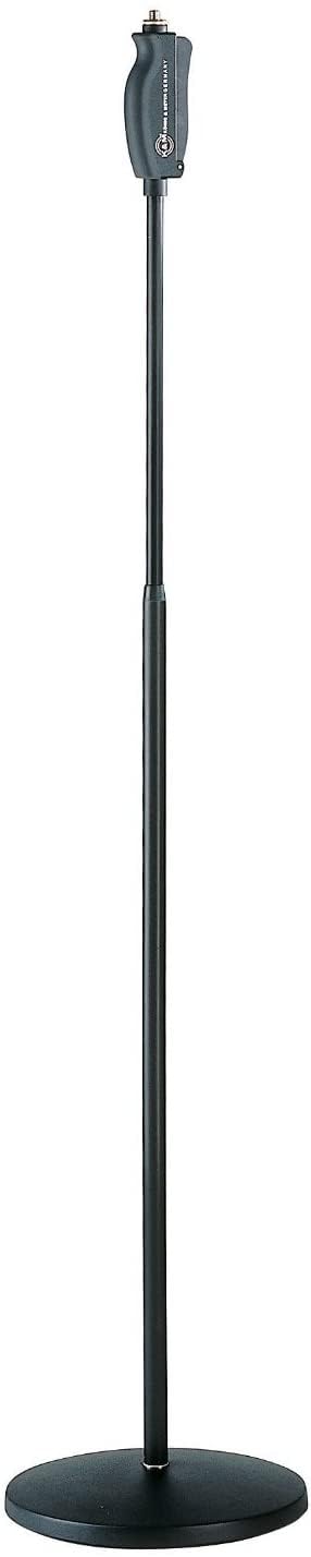 K&M Knig & Meyer 26085.500.55 One Hand Microphone Stand Soft Touch Easy Clutch for Adjustable Height Mic Mount Holder Heavy Roun