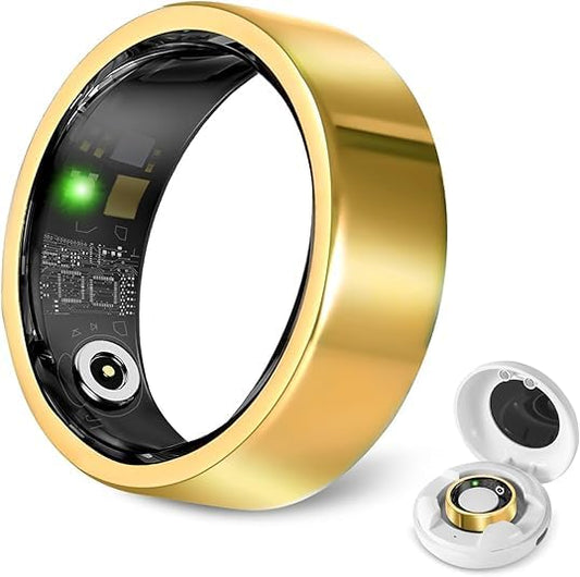 Smart Ring for Men Women, Fitness Tracker Health Ring with Sleep Monitoring, No APP Subscription, 10-Day Battery Life, Stress/He