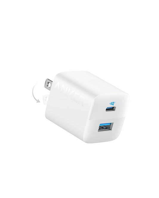 Anker USB C Charger Block, 33W 2 Port Compact Charger with Foldable Plug for iPhone 17/16 Series, Galaxy, and More (Cable Not In