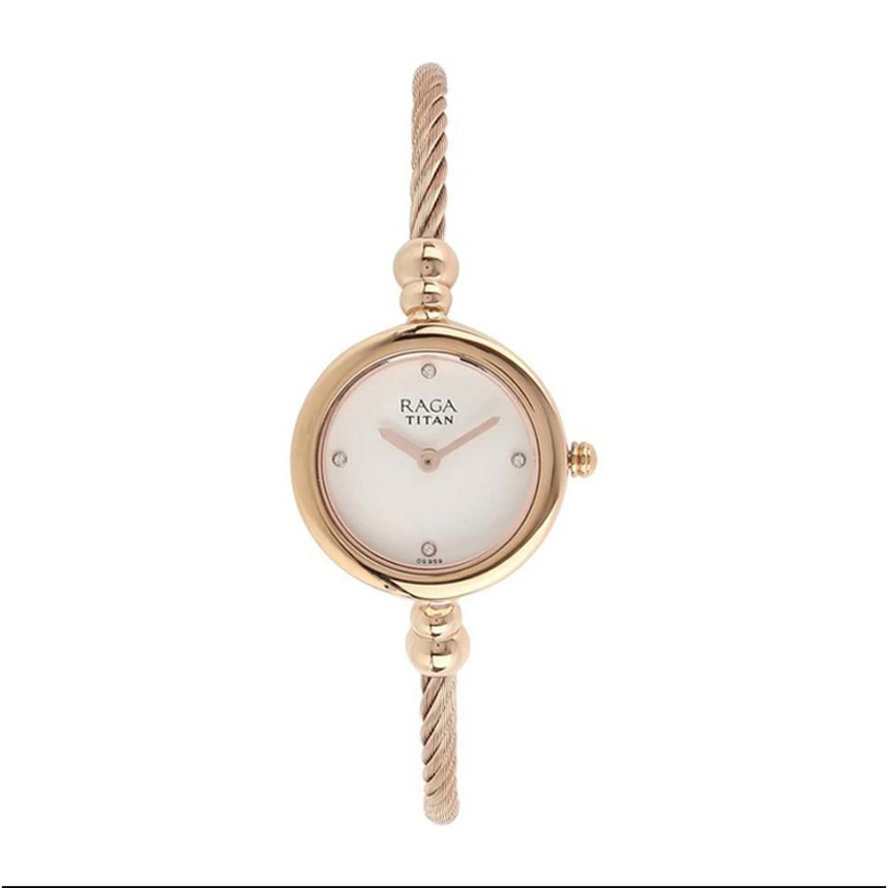 Titan Raga Gold Metal Jewellery Bangle Design, Bracelet Clasp, Quartz Glass, Water Resistant Analog Wrist Watch