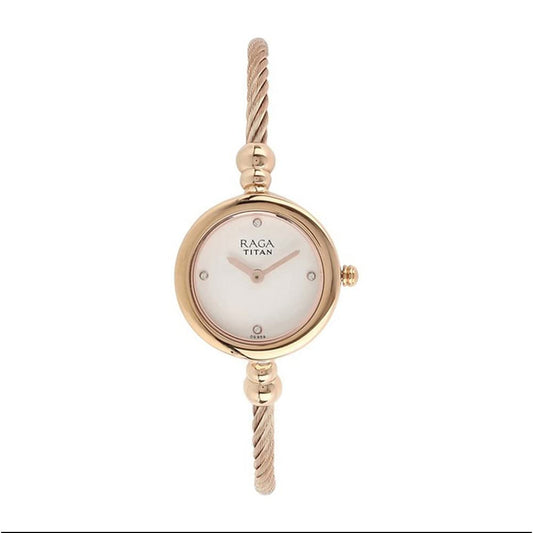 Titan Raga Gold Metal Jewellery Bangle Design, Bracelet Clasp, Quartz Glass, Water Resistant Analog Wrist Watch