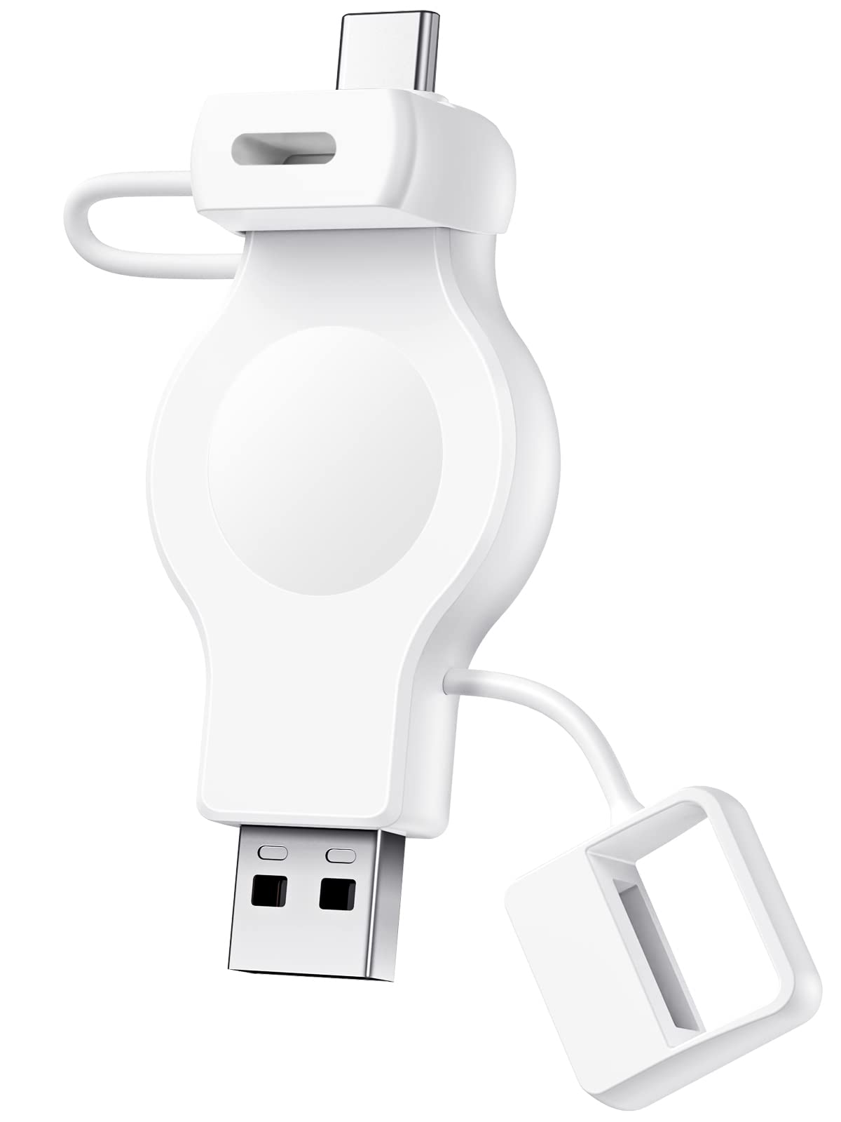 NEWDERY Portable Charger for Apple Watch Wireless Charge for iWatch with USB-A & USB-C Fast Charging Magnetic Cordless Travel Ch