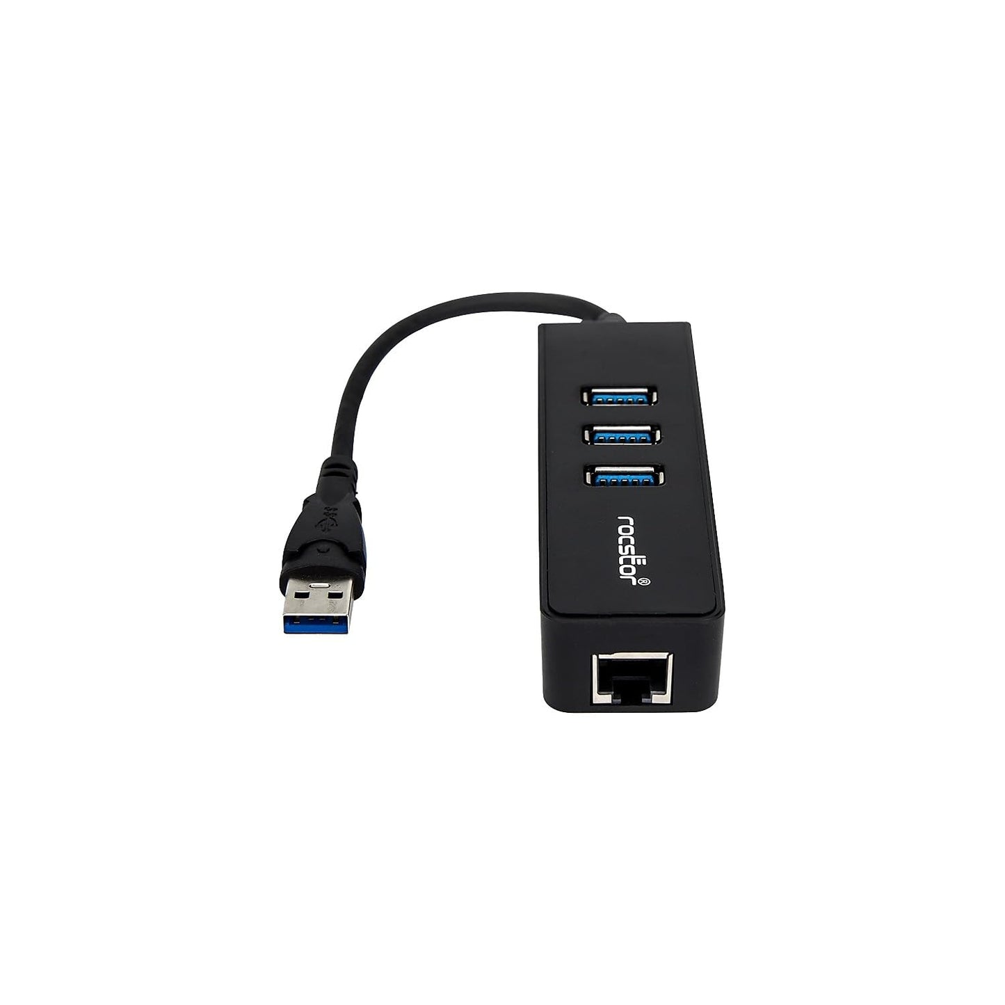 Rocstor Y10A179-B1 Premium 3 Port Portable USB 3.0 Hub with Gigabit Ethernet 10/100/1000- External Portable 3 Port USB Hub with