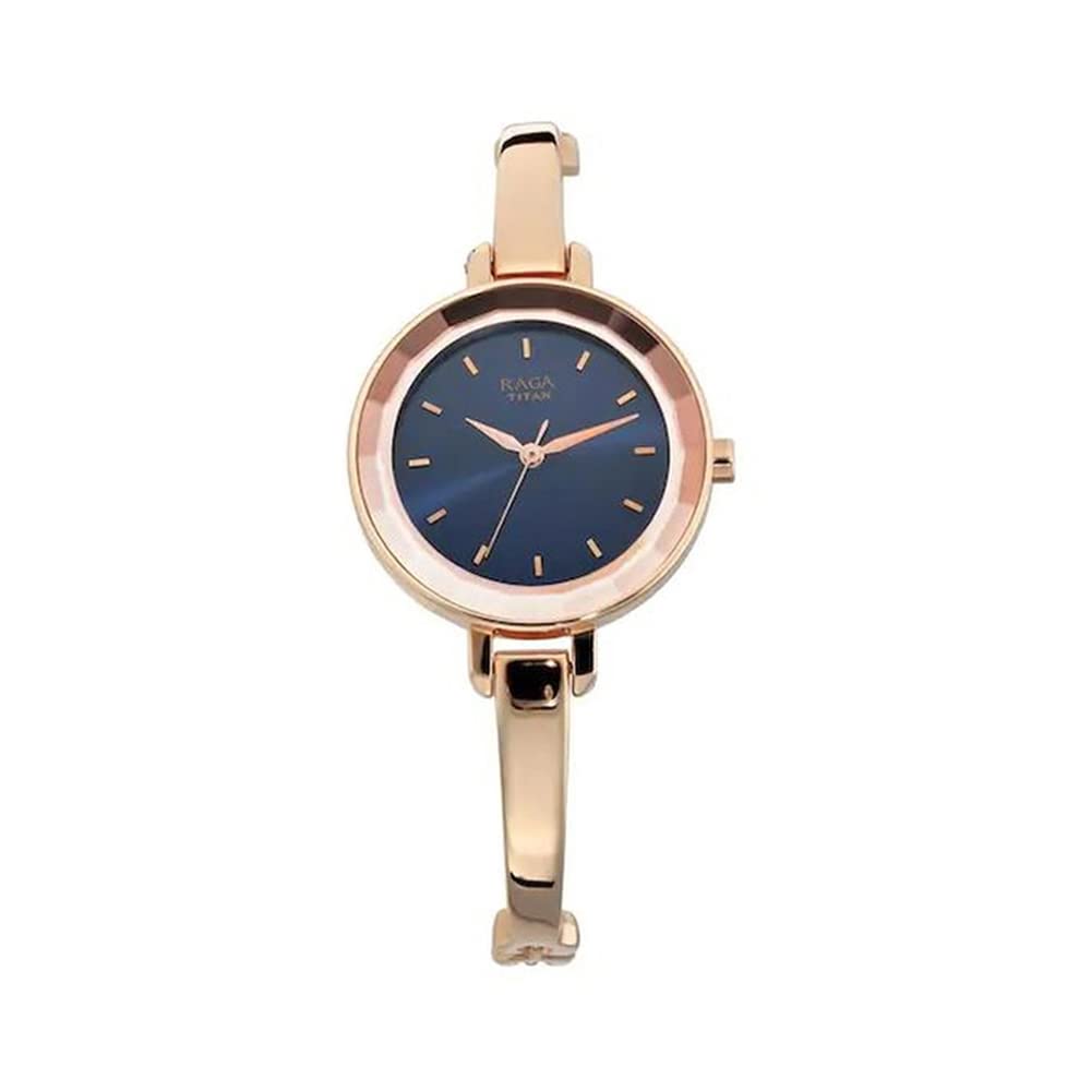 Titan Raga Quartz Analog Blue Dial Metal Strap Watch for Women-NS2575WM02