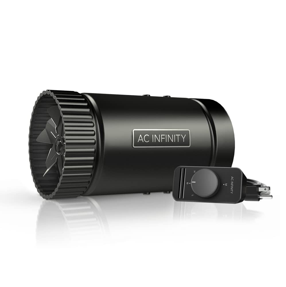 AC Infinity RAXIAL S4, Inline Booster Duct Fan 4    with Speed Controller - Low Noise Inline HVAC Blower Can Fan for Basements,