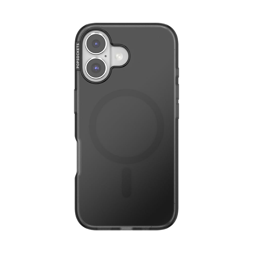 PopSockets iPhone 16 Case Compatible with MagSafe, Phone Case for iPhone 16, Wireless Charging Compatible, Case Only - Black Tra