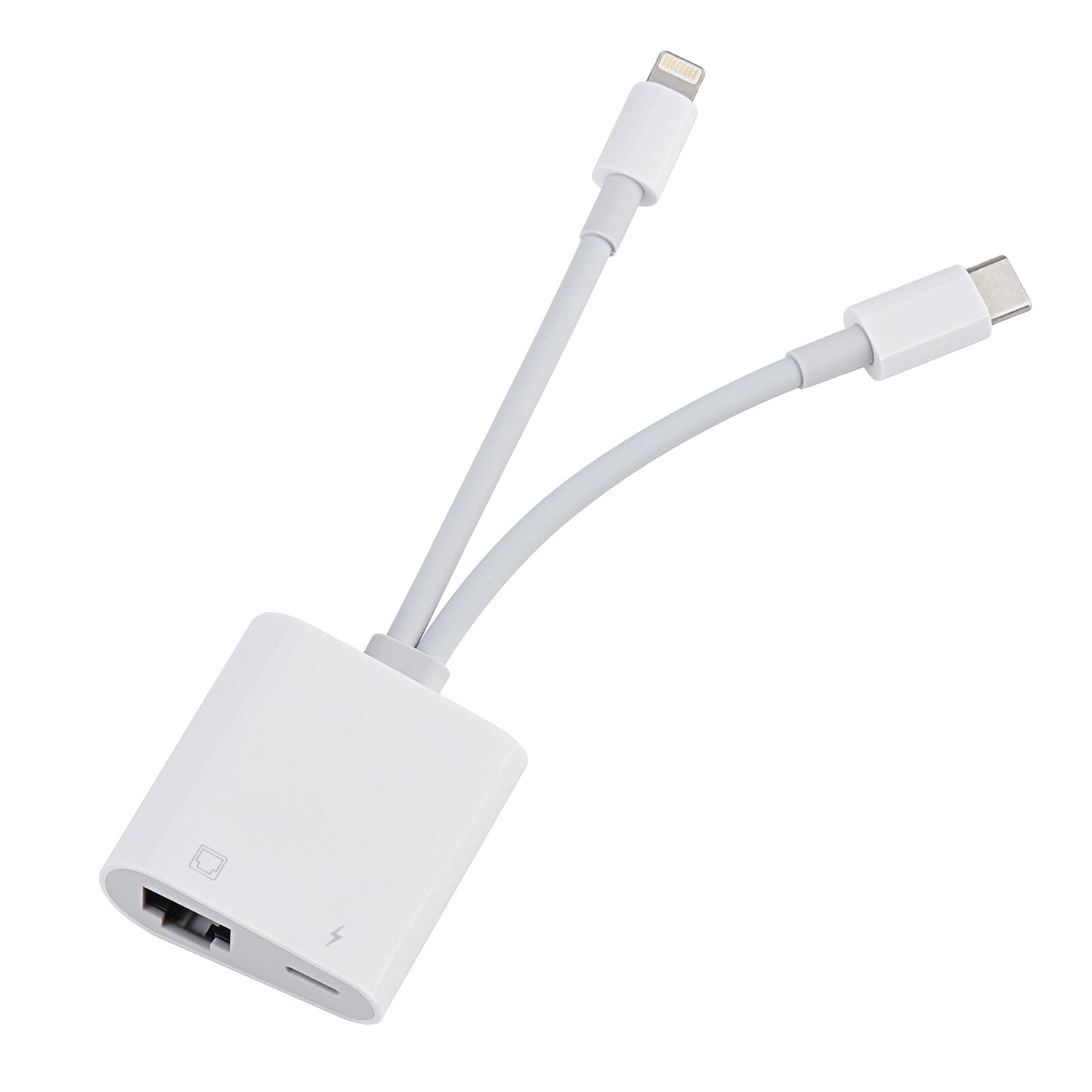 Lightning and USB C to Ethernet Adapter,2 in 1 RJ45 Ethernet LAN Network Adapter with Charge Port Compatible with iPhone/iPad/iP