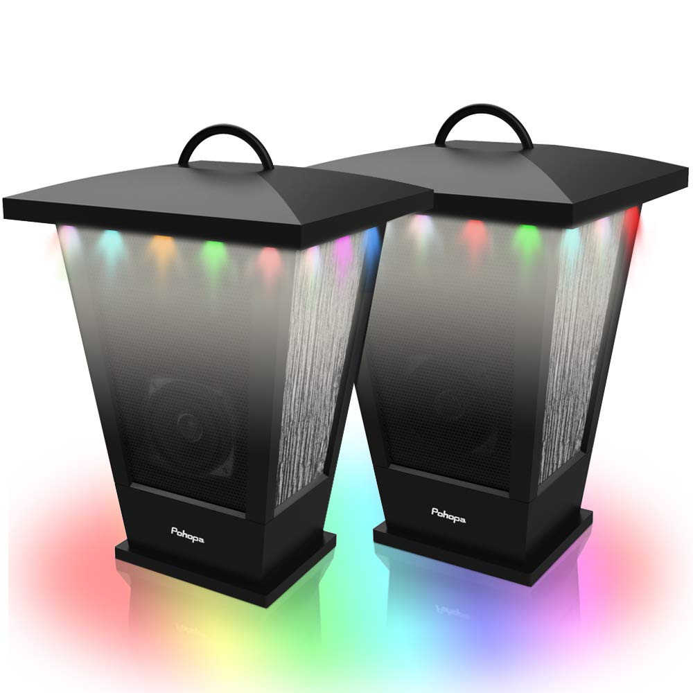 pohopa Bluetooth Speakers Waterproof, 2 Packs True Wireless Stereo Sound 20W Dual Pairing Lantern Outdoor Speakers with 20 Piece