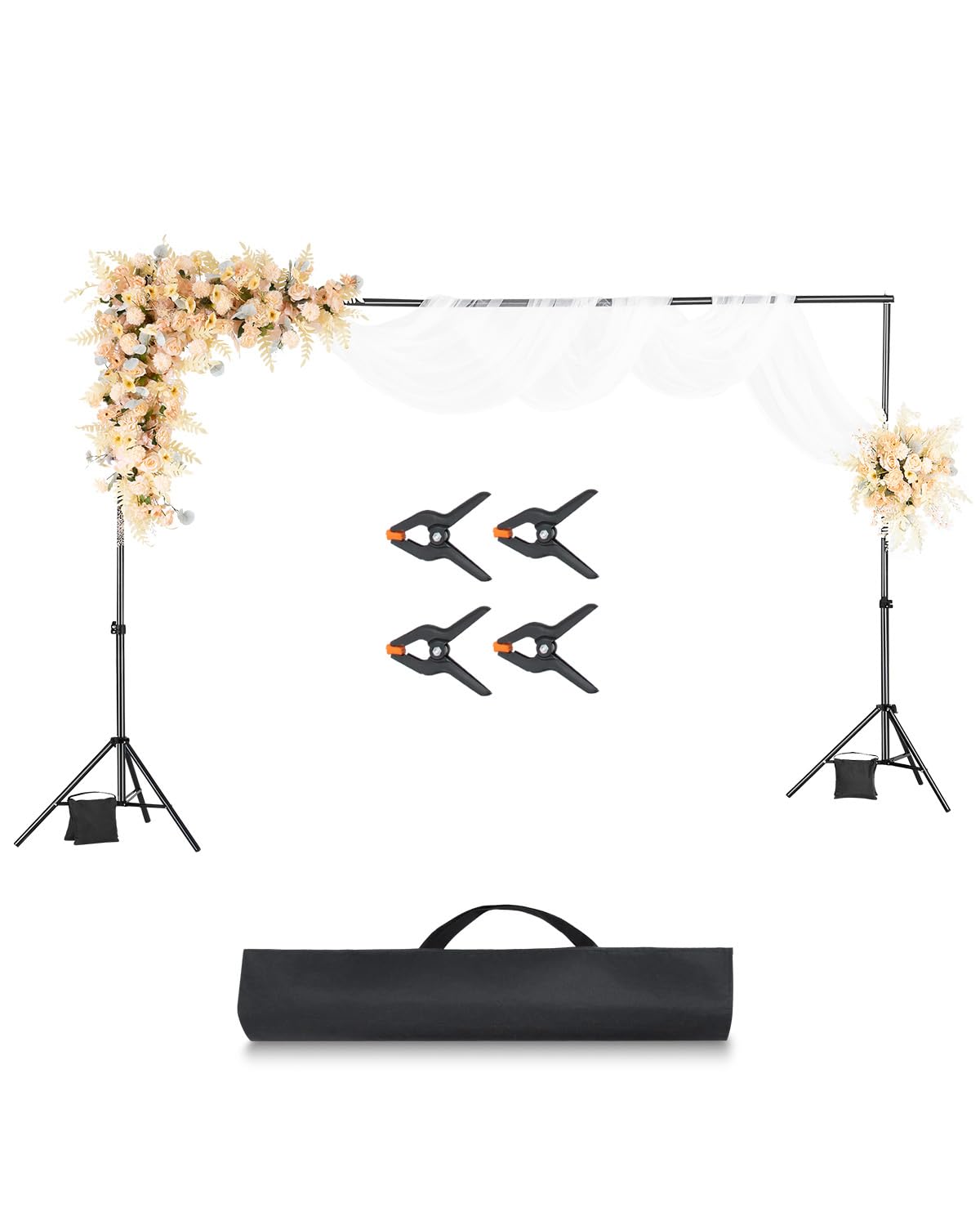 VEVOR Backdrop Stand, 6.5 x 10 ft Adjustable Photo Backdrop Stand Kit, Portable Background Backdrop Stand with 5 Crossbars, Heav