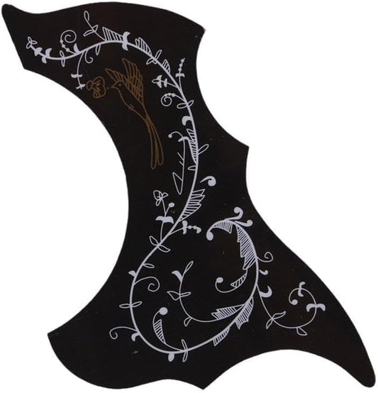 Black Self Adhesive Acoustic Guitar Pickguard Pick Guards Scratch Plate,Hummingbird and Water Shaped Self Adhesive, Cool Guitar