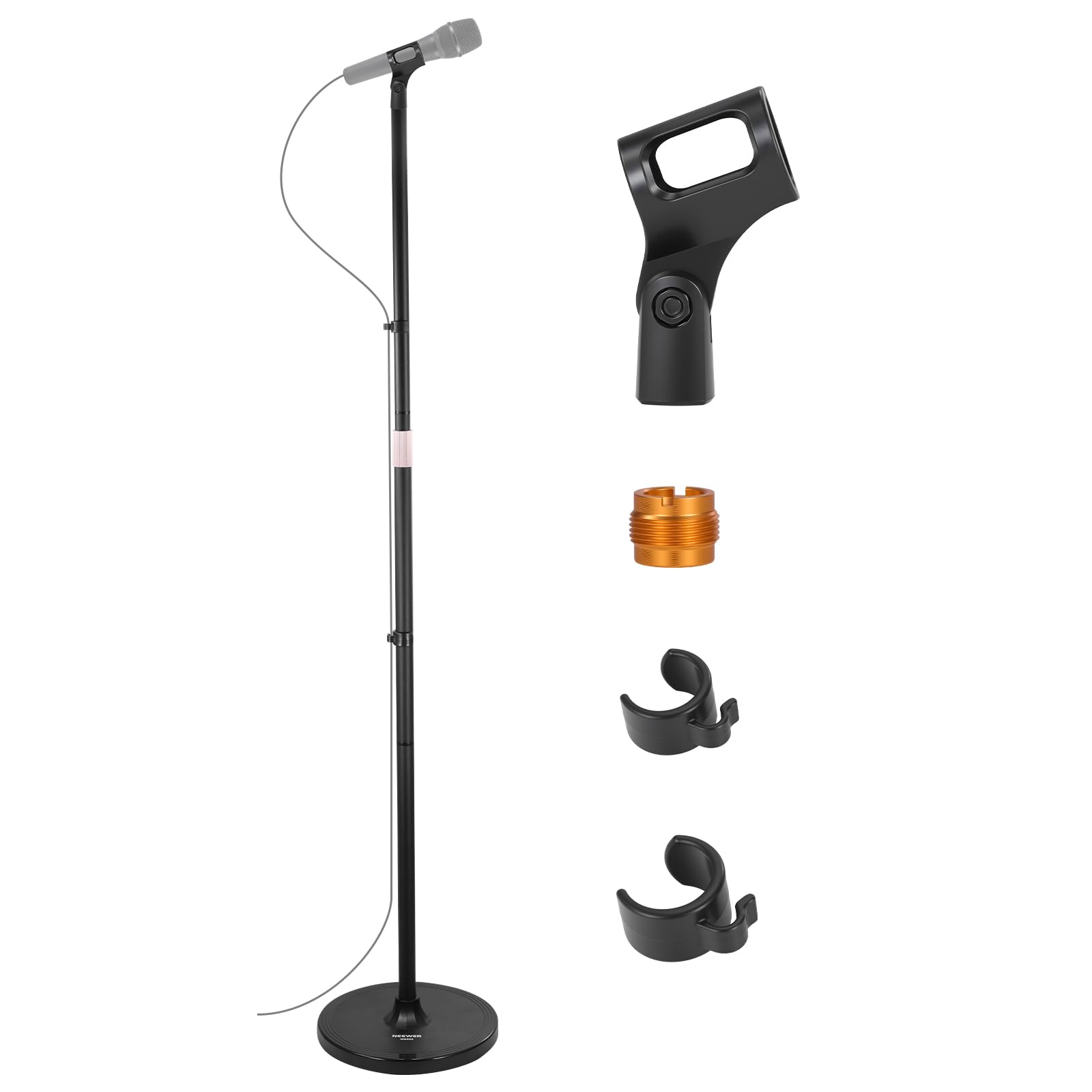NEEWER Microphone Floor Stand, 3 Section Adjustable Detachable Mic Clamp Holder Mount with Weighted Base, Compatible with Blue Y