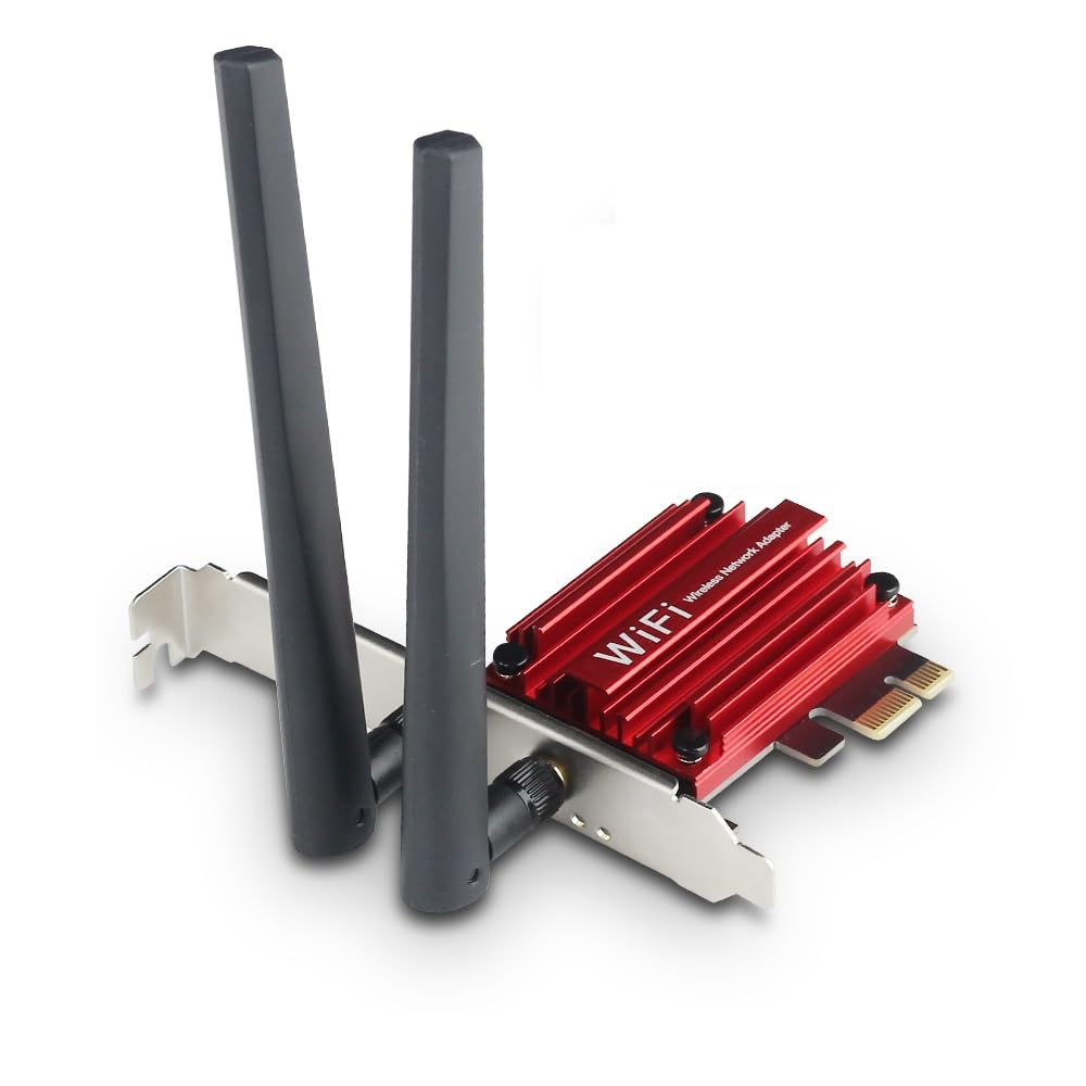 WiFi 6 PCIe Card with Bluetooth 5.2 for Desktop, AX1800 Dual Band 2.4G/5G Wireless Adapter, 6dBi High Gain Antenna, Low Latency