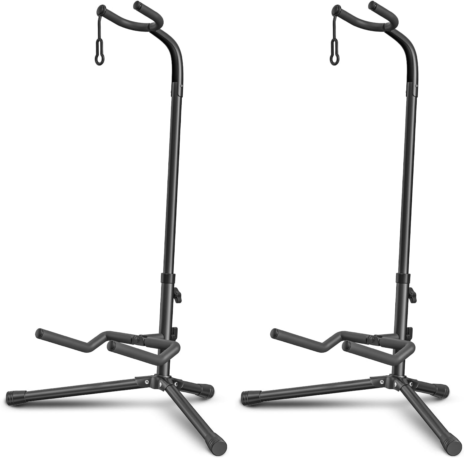 GLEAM Guitar Stand - Adjustable for Electric, Acoustic Guitars and Bass, Guitar Accessories (Pack of 2), Black