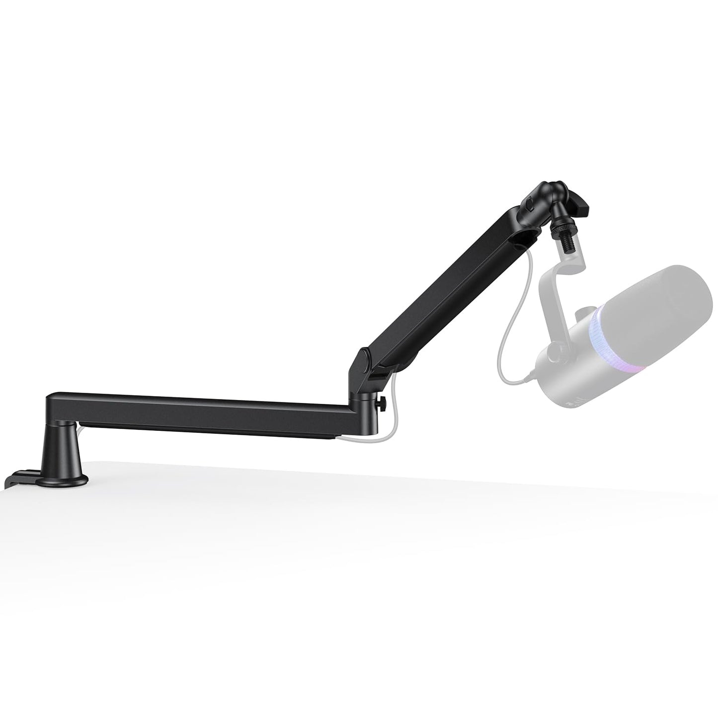 Low Profile Mic Arm, Cable Management Microphone Boom Arm, Full Aluminum Adjustable Mic Stand with Desk Clamp, 360Rotatable Heav
