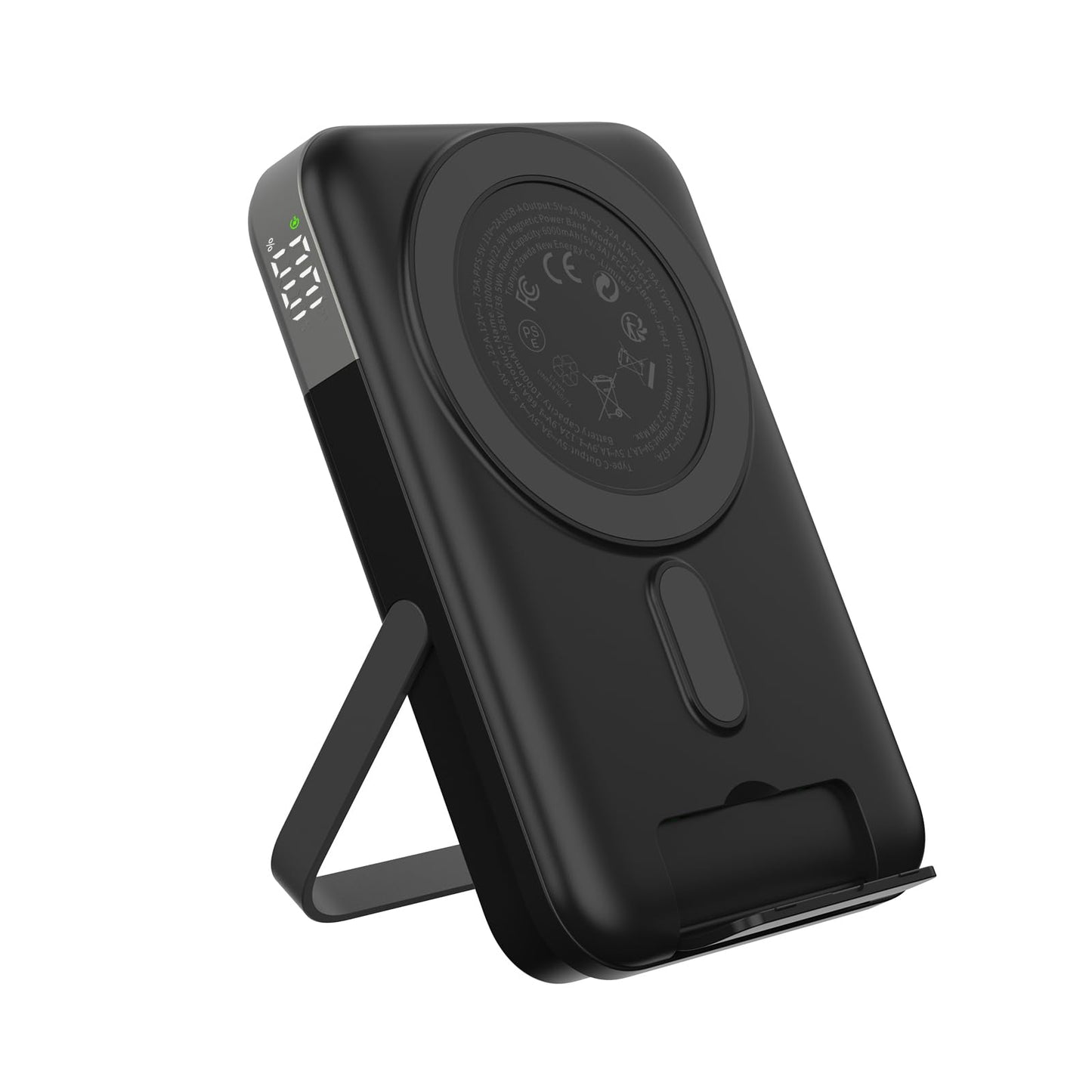 JUOVI Magnetic Power Bank 10,000mAh Wireless Portable Charger, 22.5W Battery Pack with LED Display Adjustable Dual-Foldable Stan