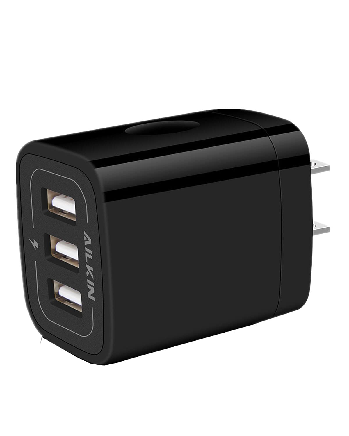 Wall Charger Plug, USB Charger Cube, AILKIN 3.1A 3-Muti Port USB Adapter Power Plug Charging Station Box Black Base for iPhone 1