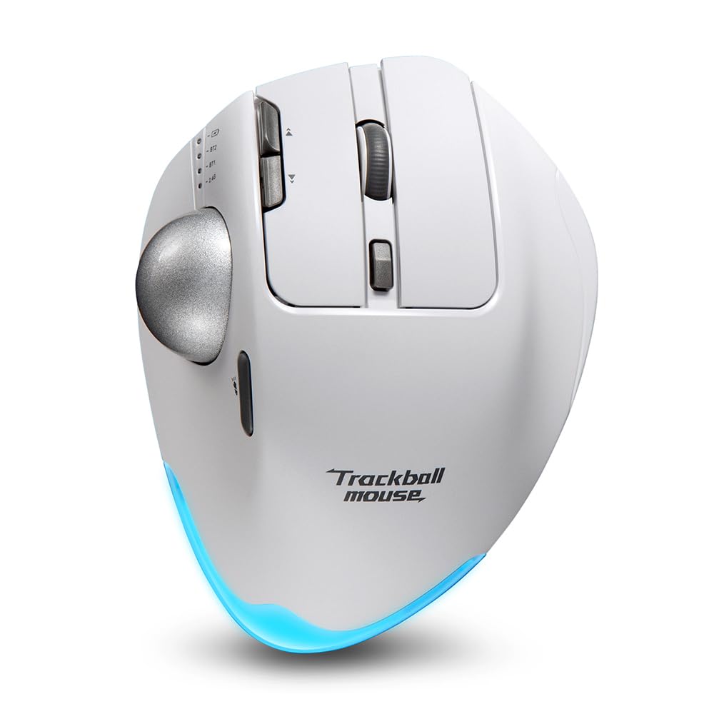 zelotes Wireless Trackball Mouse,Bluetooth Mouse,Rechargeable,4800 DPI, 2-in-1(BT 5.0/3.0+2.4GHz USB Receiver), 8 Buttons,Ergono