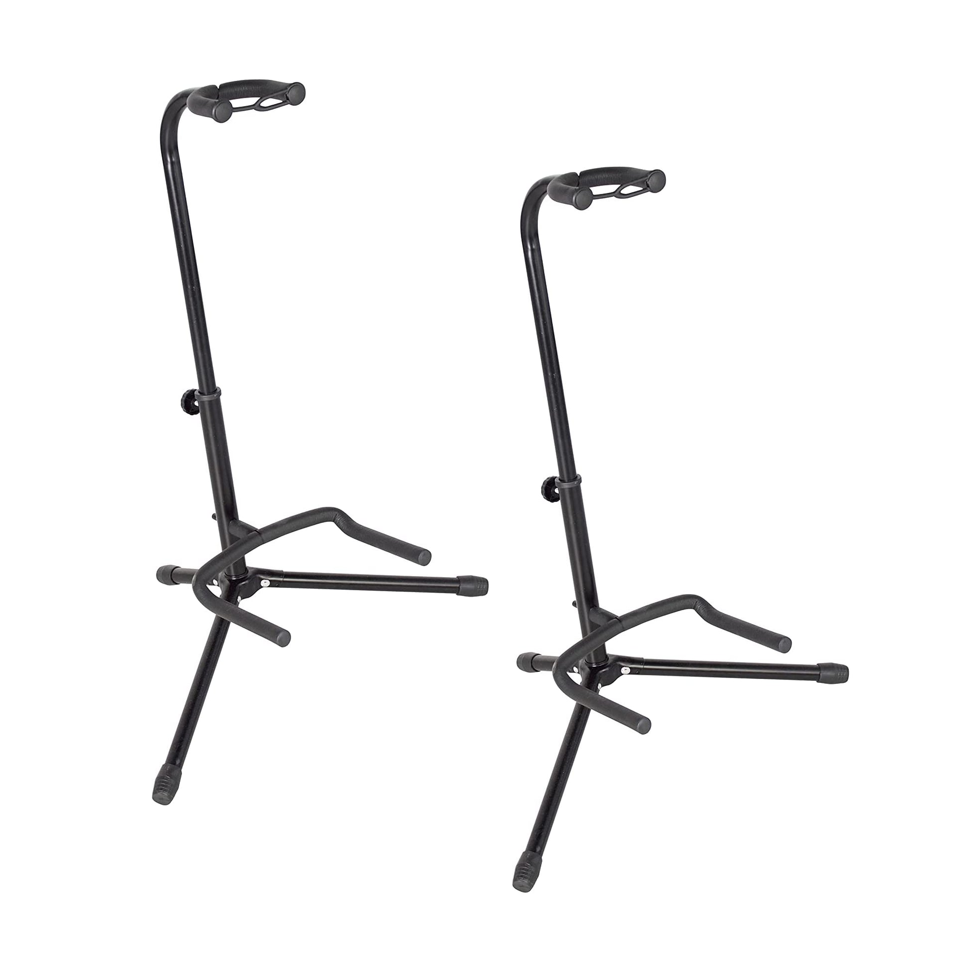 Rok-It Two Pack of Single Standard Guitar Stands for Acoustic, Electric, or Bass Guitars; (2PK-RI-GTRSTD-1)