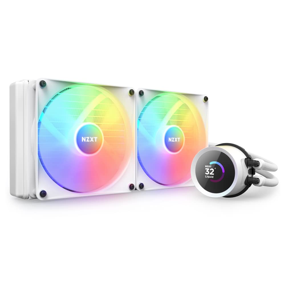NZXT Kraken 280 RGB - RL-KR280-W1-280mm AIO CPU Liquid Cooler - Customizable 1.54 Square LCD Display for Images, Performance Met