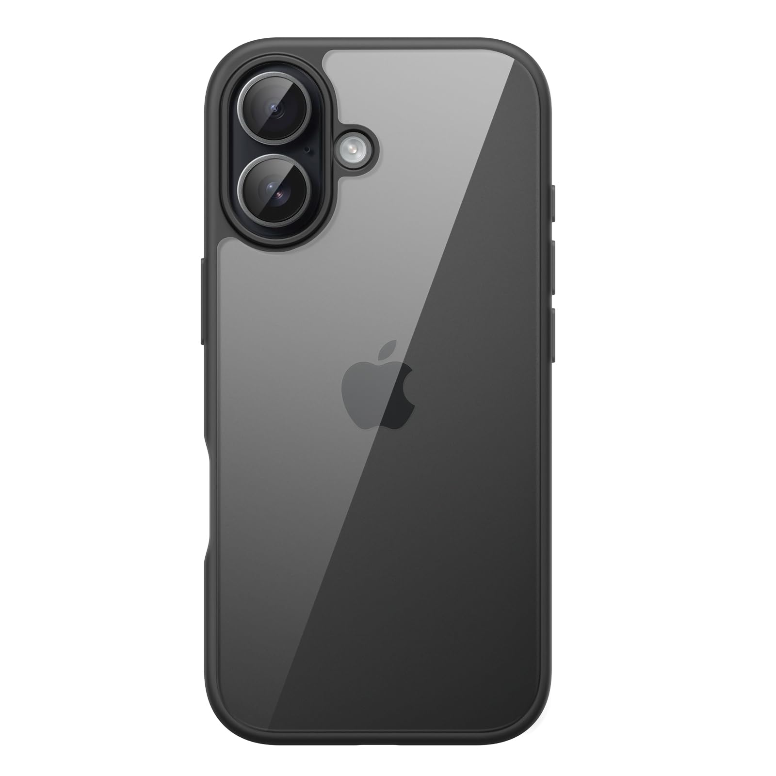 JETech Case for iPhone 17 6.3-Inch, Shockproof Phone Bumper Cover, Solid Color Matte TPU Frame, Anti-Scratch Clear Back (Black)