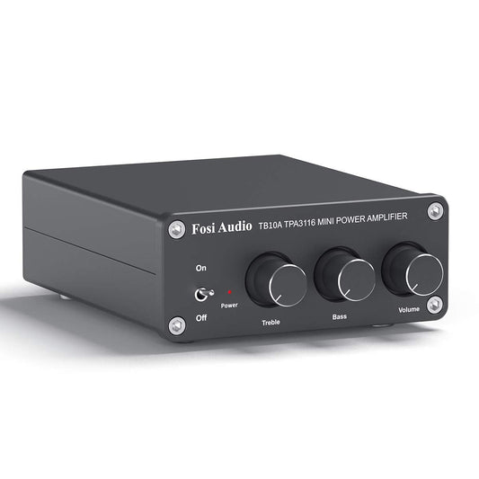 Fosi Audio TB10A 2 Channel Stereo Audio Amplifier Receiver Mini Hi-Fi Class D Integrated Amp 2.0CH for Home Speakers 100W x 2 wi