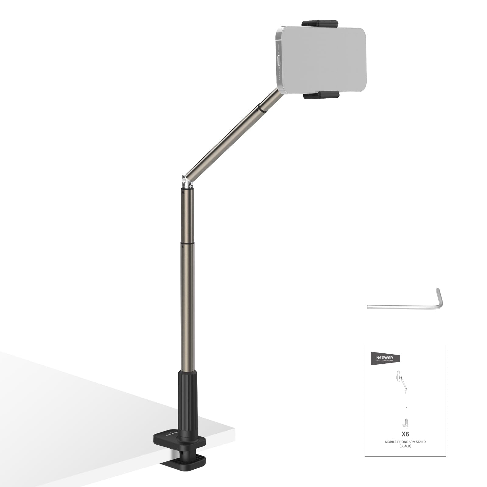 NEEWER Entry Level Version Phone Stand for Desk & Bed, 360 Adjustable Office Table Bedside Overhead Cell Phone Holder Mount Comp