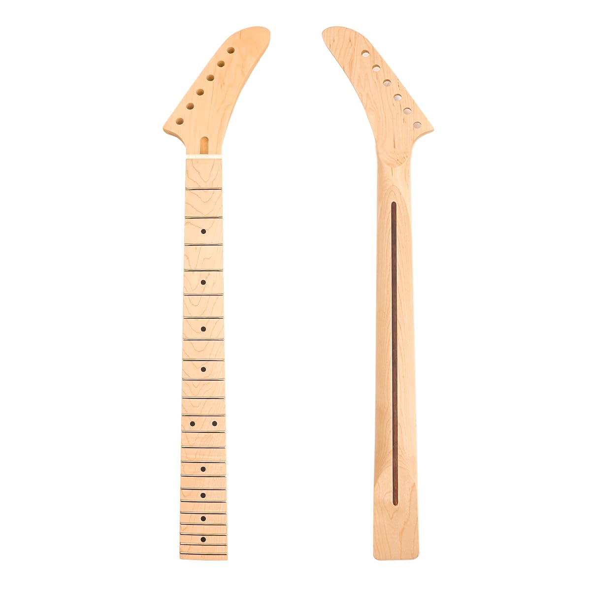 Banana Head Guitar Neck 22 Fret 25.5 Inch Maple Fretboard Bolt On for Electric Guitar Parts Replacement,14 Fretboard Radius