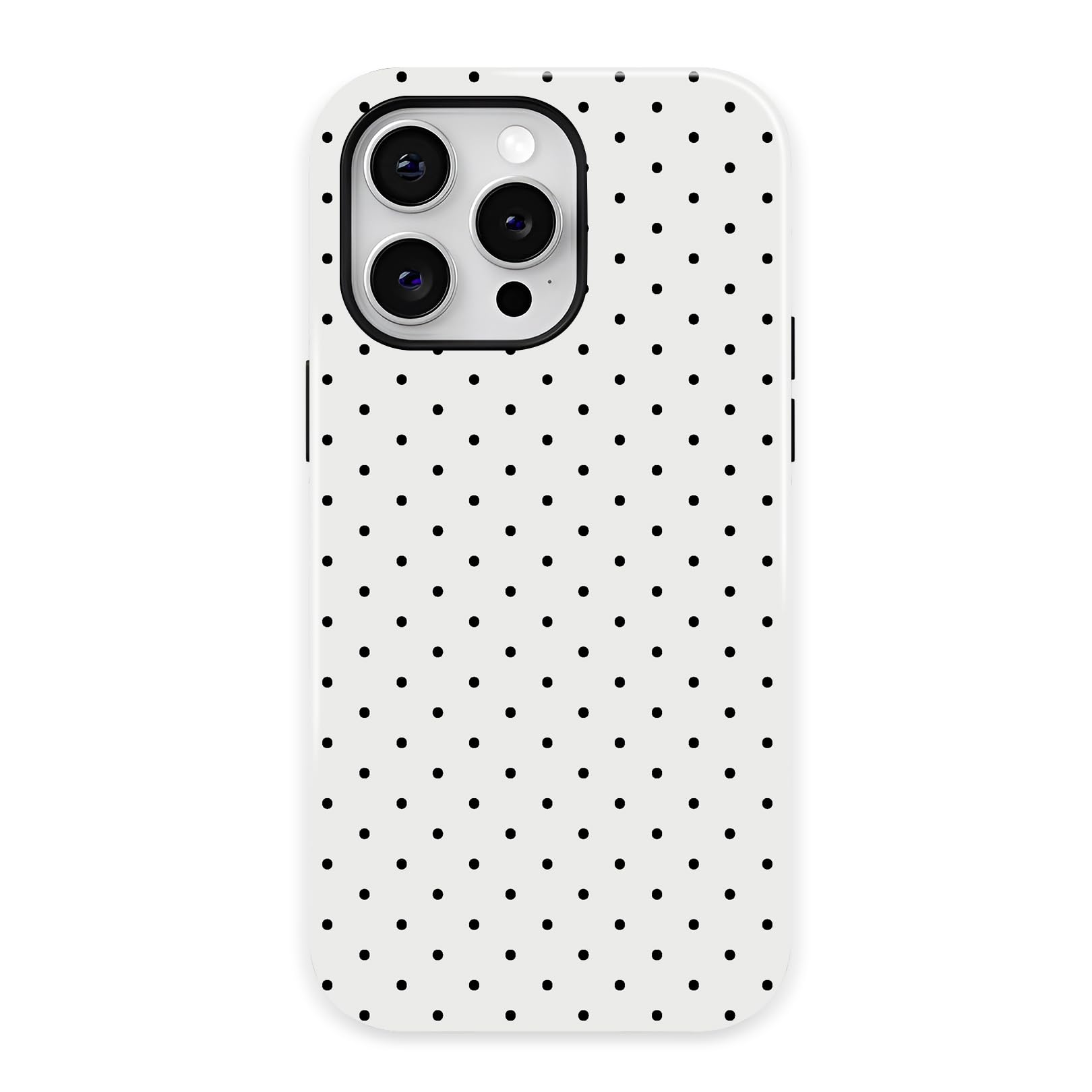 Zilkaifly Trendy Cute Hybrid 2 Layer White Polka Dot Phone Case for iPhone 17 Pro,White