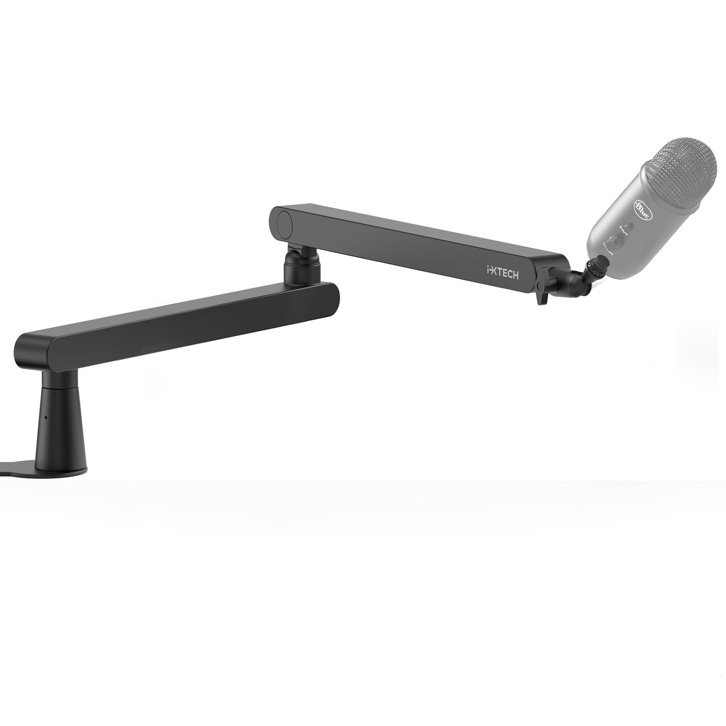 IXTECH Microphone Boom Arm, Low Profile 360 Swivel Mic Boom Arm, Adjustable Microphone Arm with Detachable Rise Column and Built