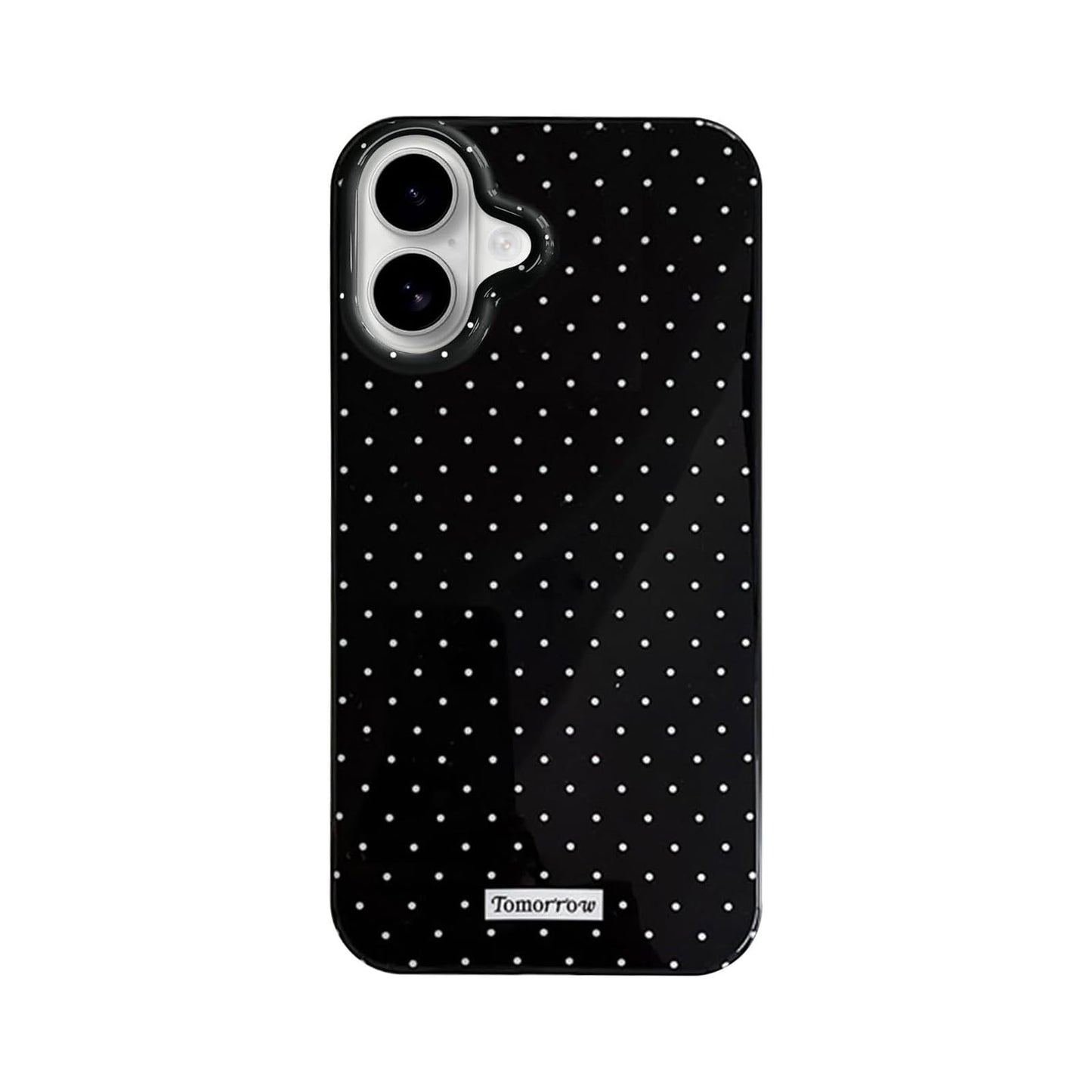 Faneiy for iPhone 16 Case Cute Fashion Polka Dot Aesthetics Women Girly Stylish Protective Soft Shockproof Phone Case Black