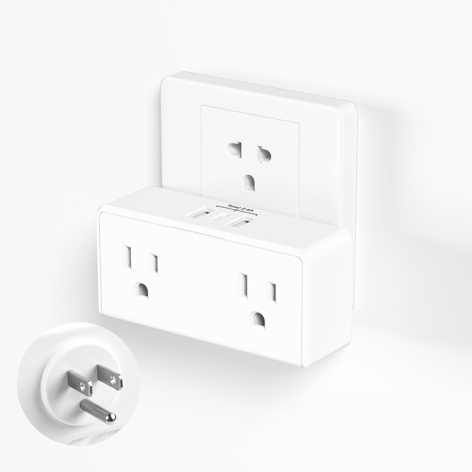 BN-LINK Multi Plug Outlet, Outlet Extender with 2 USB-A 1 USB-C 2 AC Oulets, 3 Prong Outlet Splitter for Dorm, School, Office, H