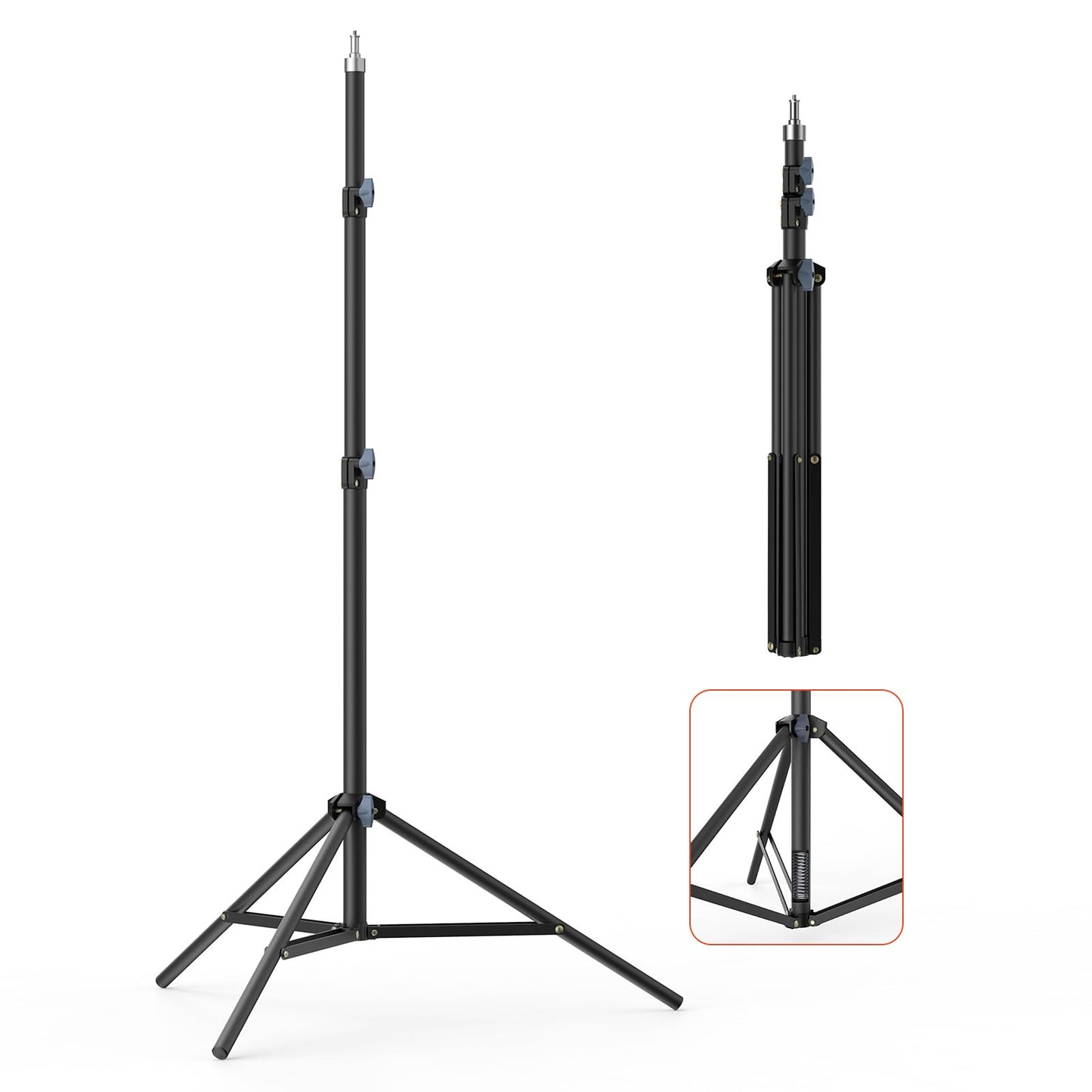 Upgraded Photography Light Stands Tripod: LEORFI 75/6 Feet/190CM Spring Loaded Light Stand, Heavy Duty Light Stand for Studio, P