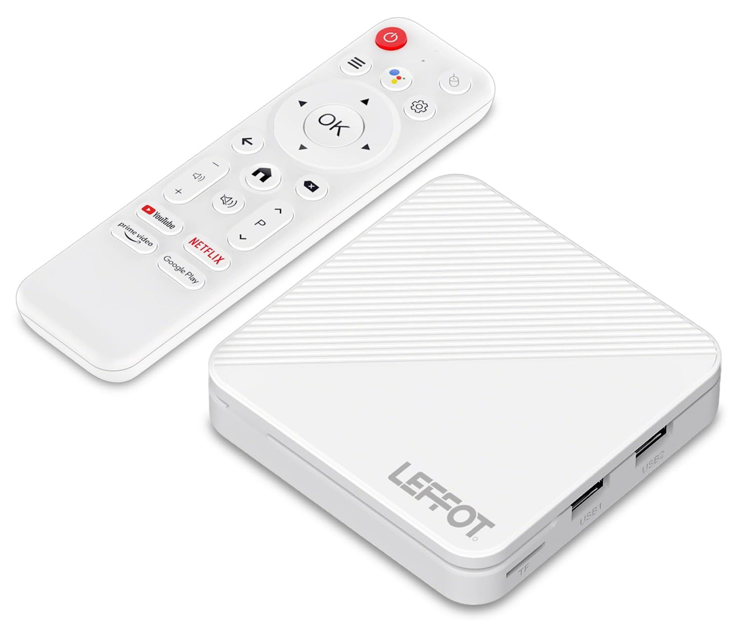 Android 14.0 TV Box 2025 LEFFOT H313 4K Ultra HD Streaming Device for TV, 2GB RAM + 8GB ROM, Smart TV Box with Voice Remote, HDR