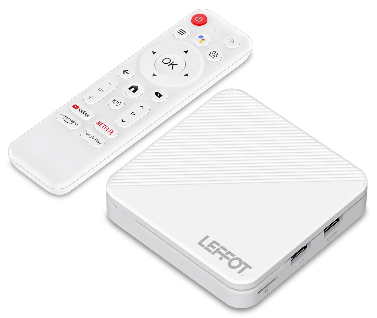 Android 14.0 TV Box 2025 LEFFOT H313 4K Ultra HD Streaming Device for TV, 2GB RAM + 8GB ROM, Smart TV Box with Voice Remote, HDR