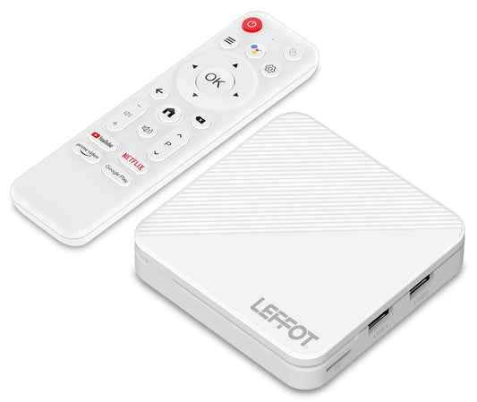 Android 14.0 TV Box 2025 LEFFOT H313 4K Ultra HD Streaming Device for TV, 2GB RAM + 8GB ROM, Smart TV Box with Voice Remote, HDR