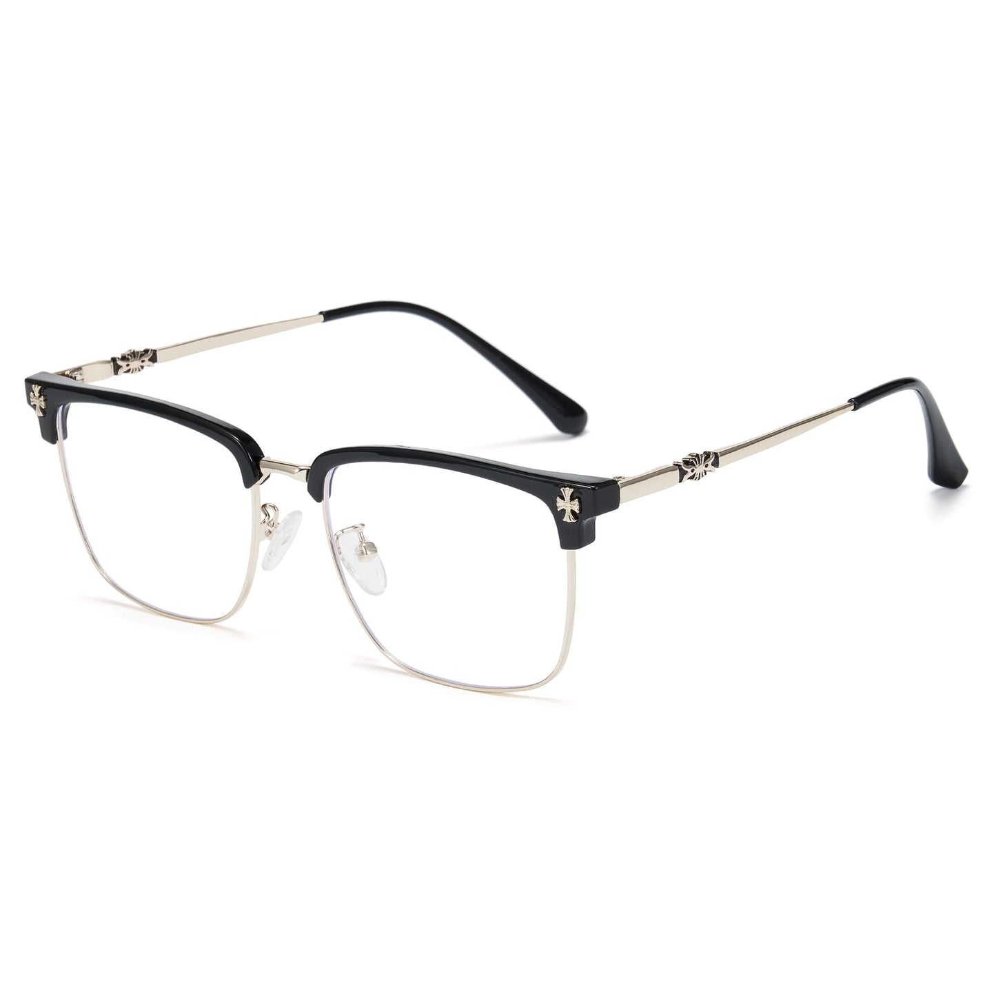 Cyxus Retro Blue Light Glasses Men - Square TR90 Metal Blowline Frame Stylish Trendy for Computer Daily Work 8252