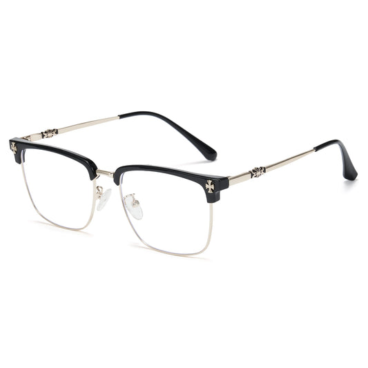 Cyxus Retro Blue Light Glasses Men - Square TR90 Metal Blowline Frame Stylish Trendy for Computer Daily Work 8252