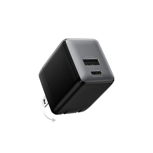 wegear USB C Fast Charging Charger, 30W Dual-Port GaN Nano Charger with Foldable Plug for iPhone 16/15 Series, iPad, Galaxy S24
