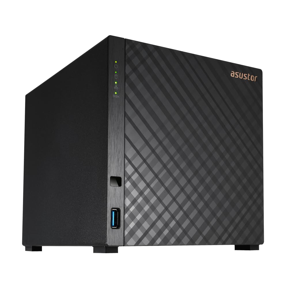 Asustor Drivestor 4 Gen 2 AS1204T, 4 Bay NAS, Quad-Core 1.7GHz CPU, 2.5GbE Port, 1GB DDR4, 3 USB 3.0, Network Attached Storage f