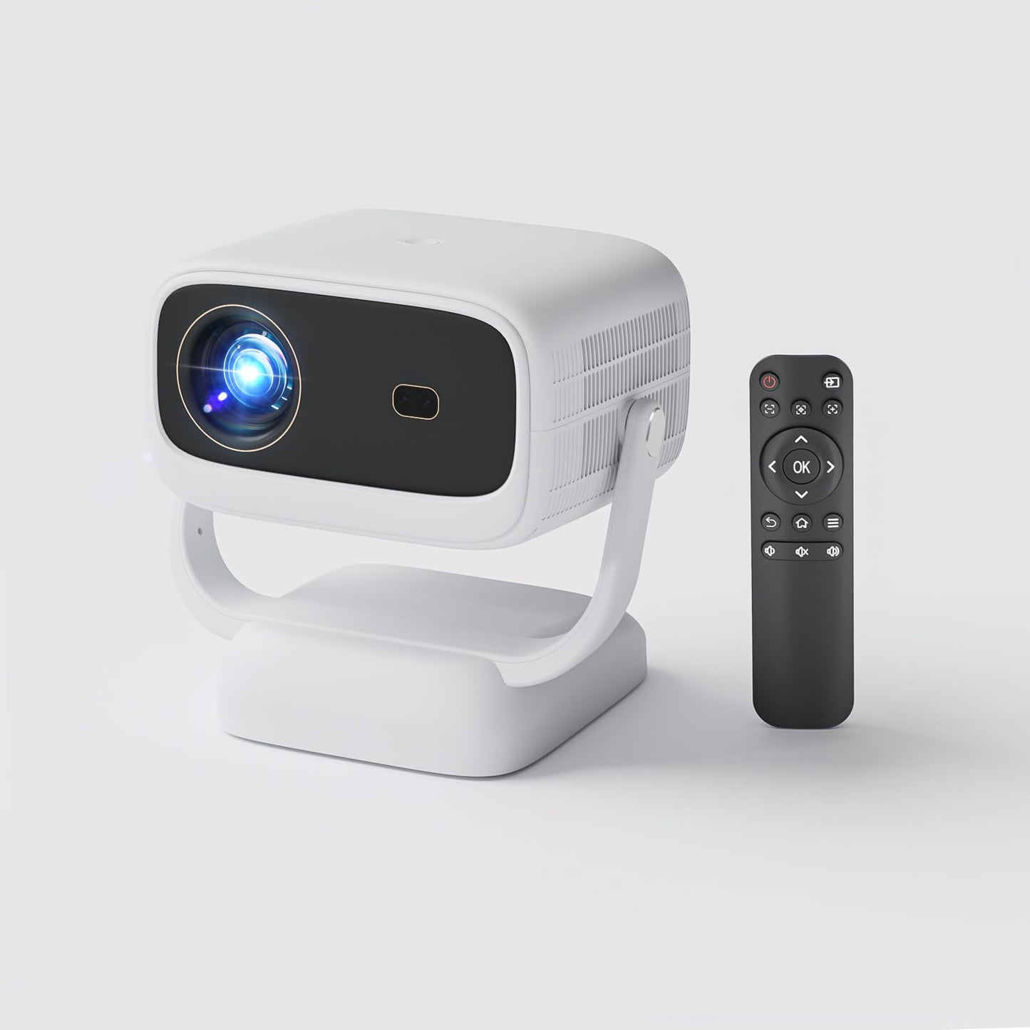 Portable WiFi Bluetooth Projector, 4K Support Smart Mini Projector with Rotatable Stand, 1080P FHD Home Cinema Projector for Mov